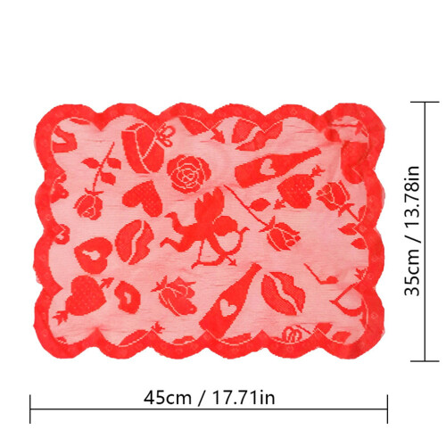 Red Lace Table Runner and Placemat Set 2