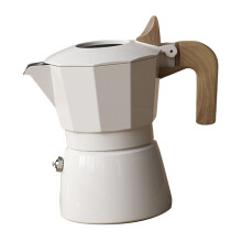 Portable Aluminum Moka Pot Coffee Maker, 100ml, White, Double Valve