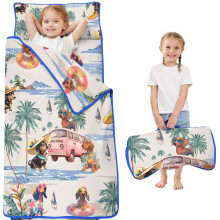 Dachshund tropical beach toddler nap mat for preschool kids