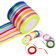 10 rolos de fita de cetim de 6 mm com 250 jardas cada, em cores sortidas.