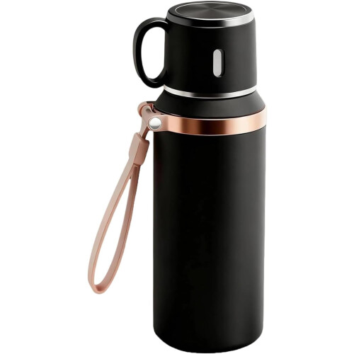 Vakuumisolierte Edelstahlflasche mit Deckel (2-in-1)