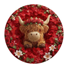Tapis rond pour la Saint-Valentin avec motif floral de roses roses