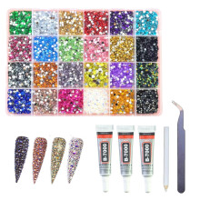 Diamantes de imitación de resina de 3 mm, 2400 piezas con pegamento B7000, 3 piezas