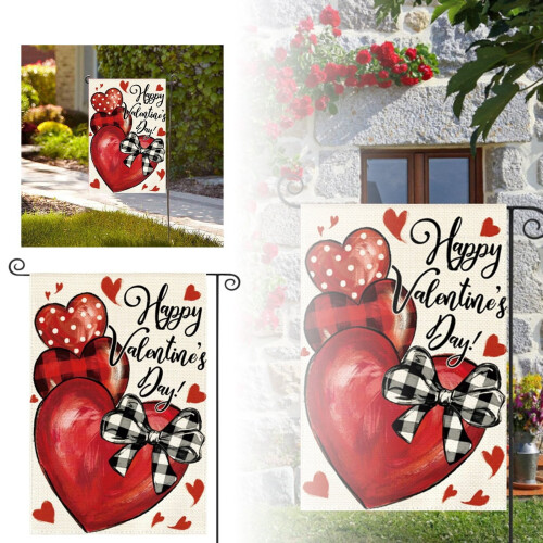Gartenflagge zum Valentinstag, Jute, doppelseitig, Mini 1