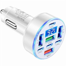 40W 8portová USB-C autonabíječka s digitálním displejem napětí