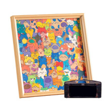 Ramă foto puzzle pisică din lemn Decor 3D DIY pentru casă