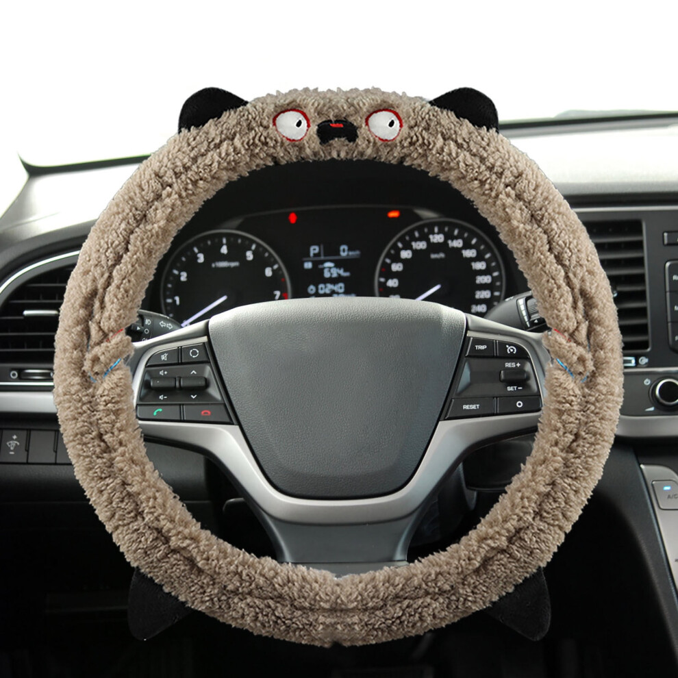 Faux Mink Steering Wheel Cover 38Cm Non-Slip Winter 9058772192479