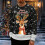 Sweatshirt mit Rentierprint, langärmlig, schwarz, XL 1