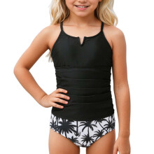 Girls Two Piece Swimsuits UPF 50 Sun Rash Guard and Swim Shorts for Kids Beach Pool and Summer Casual Swimwear