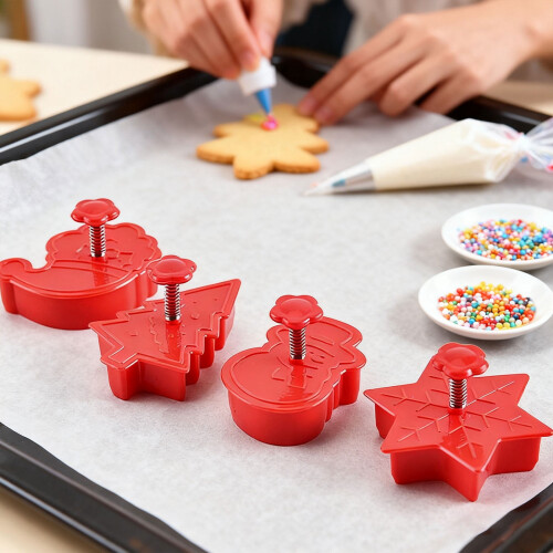 4Pcs Cookie Cutter Set for Baking and Holiday Celebrations 2