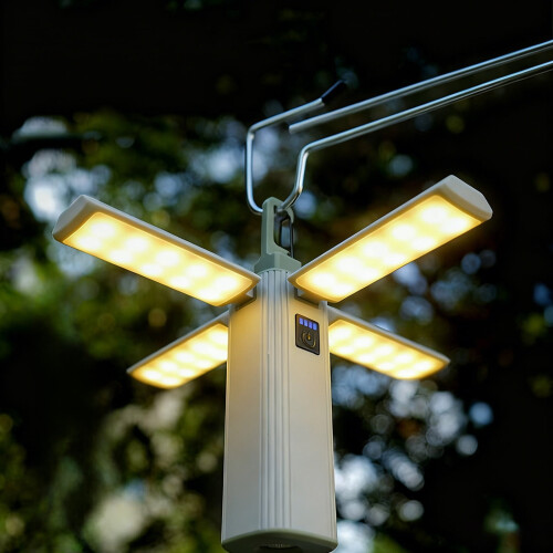 Lampe de camping pliable avec crochet – Blanche, rechargeable par USB