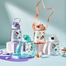 LEJN Kawaii waterfles met rietje en draagriem, 824 ml