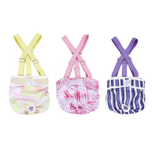 Adjustable Harnesses Pet Diaper Washable Reusables for-pink. S. 1