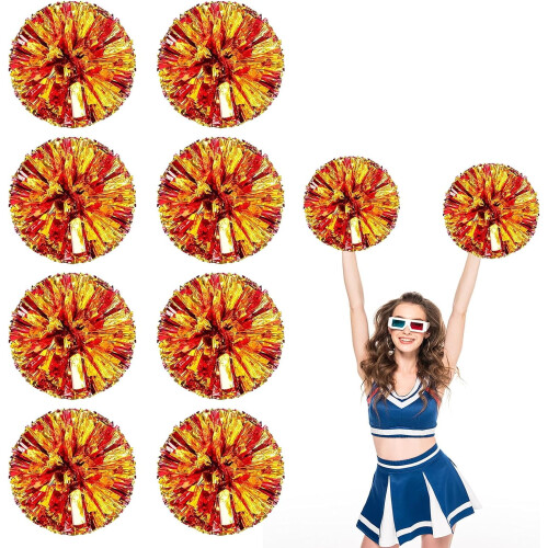 8 metallic cheer pompons van 30 cm met ringvorm