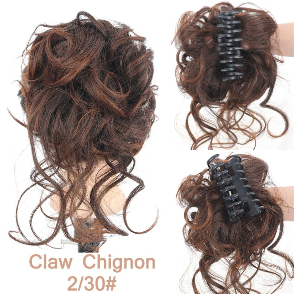 Unisex Claw Clip Messy Bun Hair Piece Wavy Curly Hair Chignon Tousled Updo Synthetic Hair Extensions
