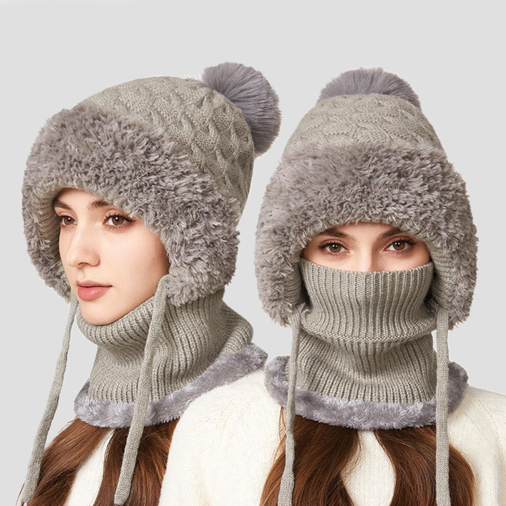 Winter Knit Balaclava Hat Scarf Mask Fleece-Lined Windproof 962125516883