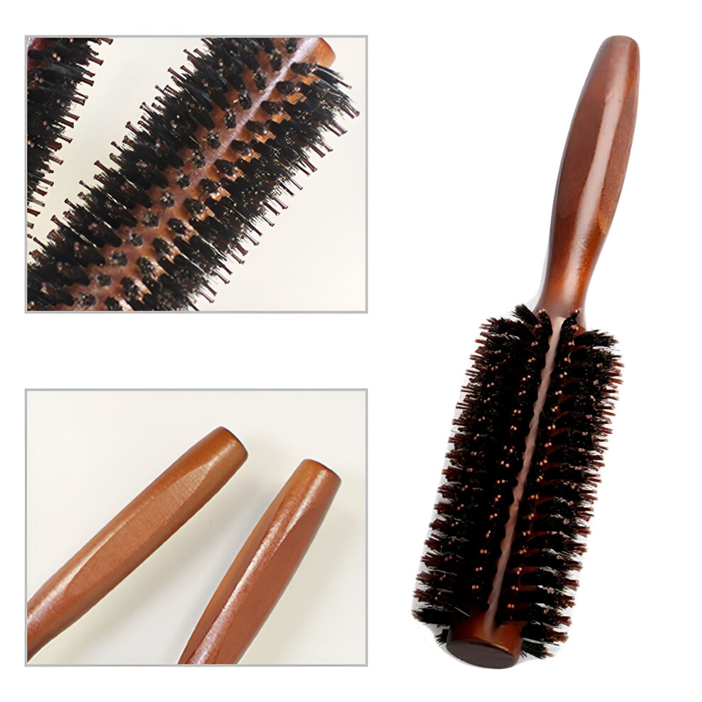 ACDANC wooden round hair brush with natural boar bristles