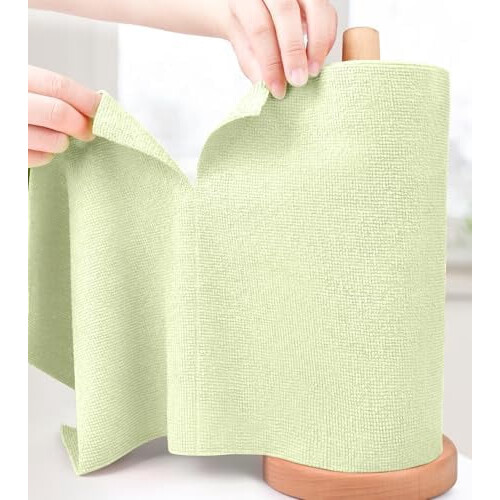 Rollo de paños de limpieza de microfibra verde claro, 20 hojas