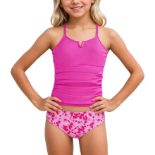 Girls Two Piece Swimsuits UPF 50 Sun Rash Guard and Swim Shorts for Kids Beach Pool and Summer Casual Swimwear