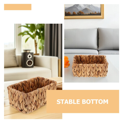 2Pcs Lightweight Handwoven Wicker Storage Baskets for Decorative Shelves 2