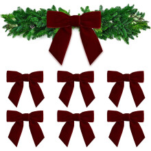 Mini-Weihnachtsschleifen aus Samt, weinrot, 8 cm (3,15 Zoll), 7 Stück