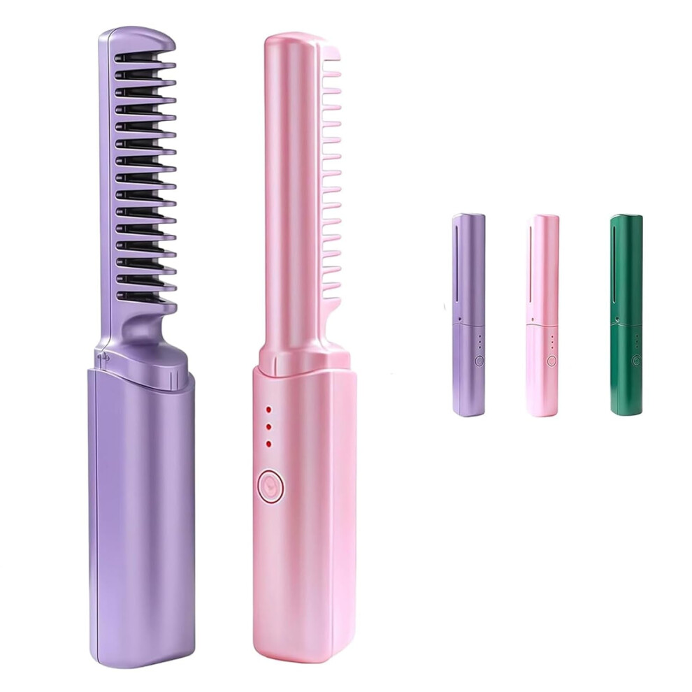 Hairdressing Comb Ceramic Straightening 2-in-1 Cordless