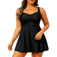Plus Size Baddräkter för kvinnor Blouson Tankini Tops med badshorts Tvådelade baddräkter