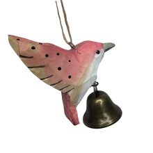 Hand Carved Wooden Hummingbird Statues Figurines with Bells-2