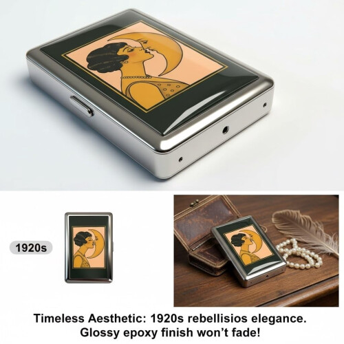Μεταλλική θήκη καρτών και θήκη μετρητών vintage — RFID Blocking, λεπτό πορτοφόλι Art Deco με 1