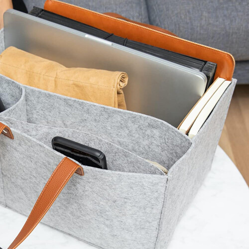 Felt File Tote Organizer met 5 vakken, grijs 1