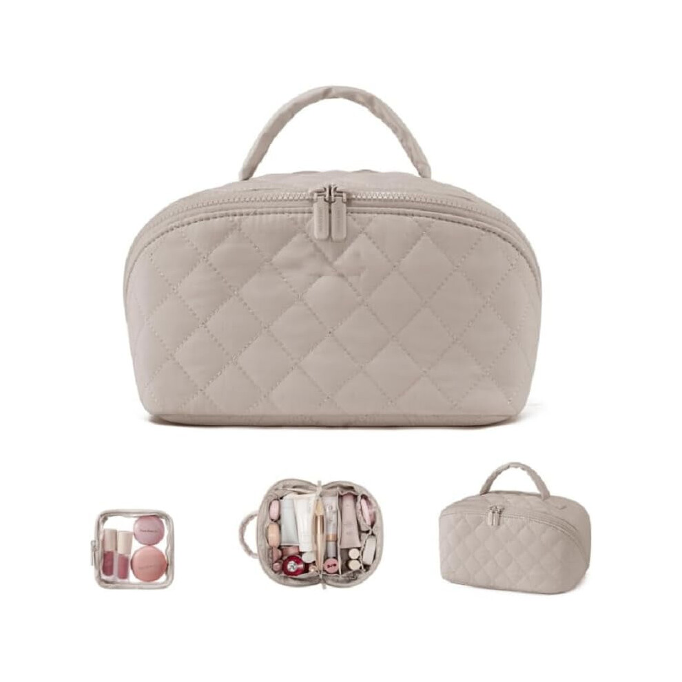 Quilted Makeup Bag Waterproof Cosmetic Organizer 2 pcs