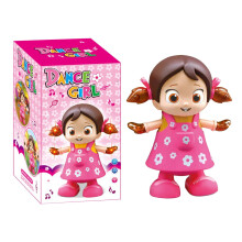 Triciclo infantil com menina dançante e luzes, para crianças de 3 a 7 anos.