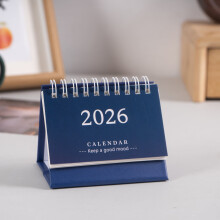 Liten skrivbordskalender2026Månadsplanerare med hopfällbart stativ i mörkblått
