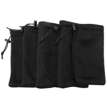 5-Pack Black Nylon Mesh Drawstring Pouches 3.5 x 7.3 in