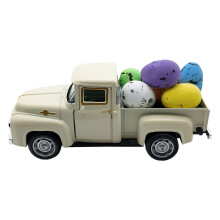 1 pezzo Decorazione pasquale a forma di camioncino da fattoria con uova, mini camioncino vintage in metallo stile fattoria – Compatibile con
