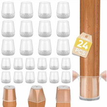 Lot de 24 protège-pieds de chaise en silicone, embouts antidérapants pour pieds de tabouret, adaptés aux sols en bois dur (lot de 24 transparents)