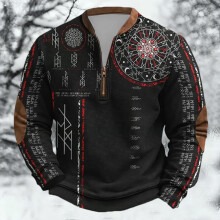 Age Norse Mythology Midweight Pullover Sweater For With Half Zip Neck Design