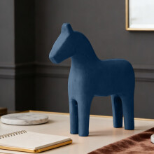 Wooden Horse Decoration Blue 23x20x6cm