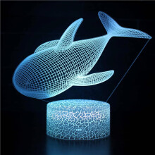 Luminária de mesa em formato de baleia com ilusão 3D, 7 cores de LED, alimentada por USB, compatível com cabos USB, luminária de acrílico para
