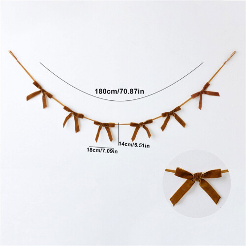 Velvet Bow Garland 70.87in Polyester Multi-Colour