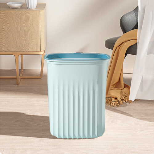 Kitchen Trash Can, Step-On Garbage Can with Lid, Tall Kitchen & Bathroom Trash Can, Small Office Waste Bin, Blue - 1