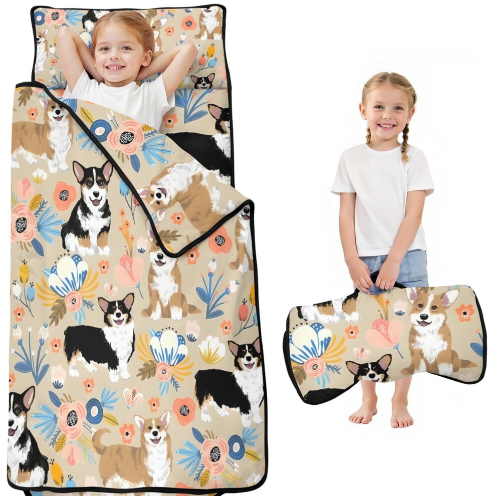 Toddler Nap Mat with Pillow & Blanket, Cotton-Polyester
