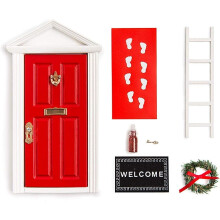 Wooden Mini Elf Door for Wall – Red, 9x1.3x18cm