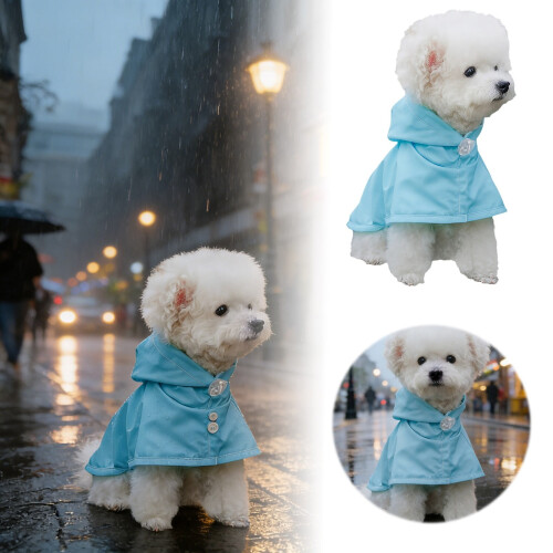 Impermeable azul para perros de razas medianas, ajustable.