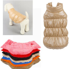 Manteau d'hiver pour chien, en coton, imperméable et brillant, épais et élastique, beige, taille L.