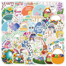 50 stuks schattige stickers voor notitieboekdecoratie, leuke stickers, schrijfbenodigdheden, witte paashaas- en eierstickers