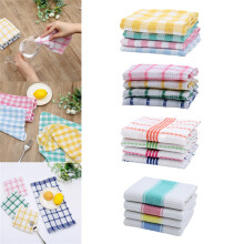 Lot de 4 torchons gaufrés, 35 x 35 cm, en coton absorbant, anti-rayures, multifonctionnels pour le nettoyage de la cuisine.