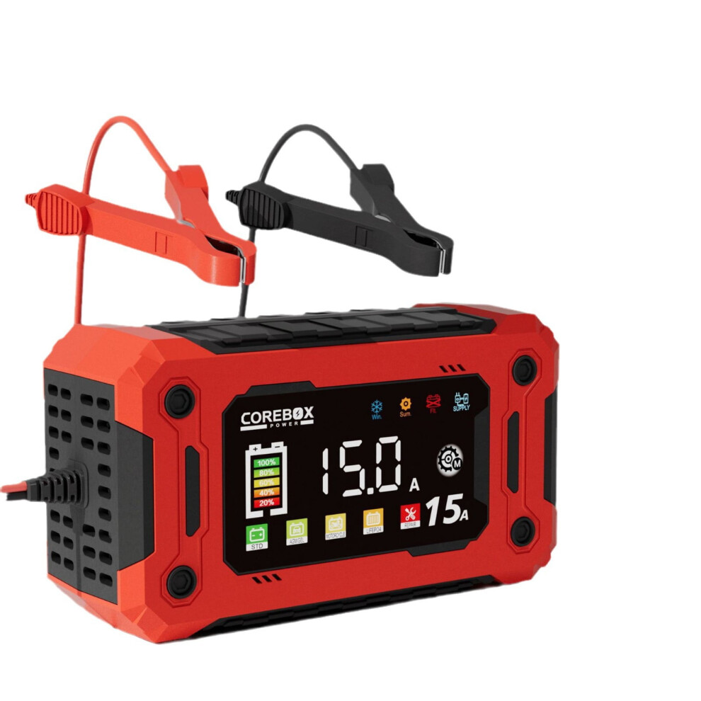 15-Amp Battery Charger, Trickle Charger Car Battery Charger 12V 24V Maintainer W/Temp Compensation For Car Truck Lawn Mower Boat Marine 9425574929495