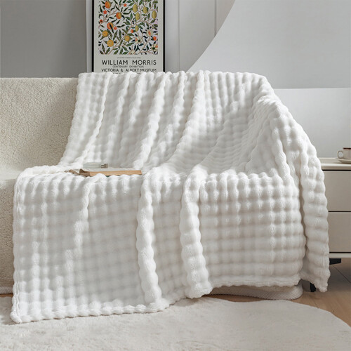Coral Velvet Sofa Blanket – Bubble Rabbit Flannel, 1pc
