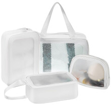 1Set Travel Toiletry Bag Transparent PVC Wash Bag Large Capacity Makeup Organizer